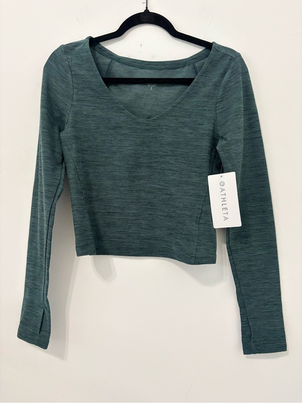 Athleta Softluxe Top Sz S Heathered Green NWT - Picture 2 of 13